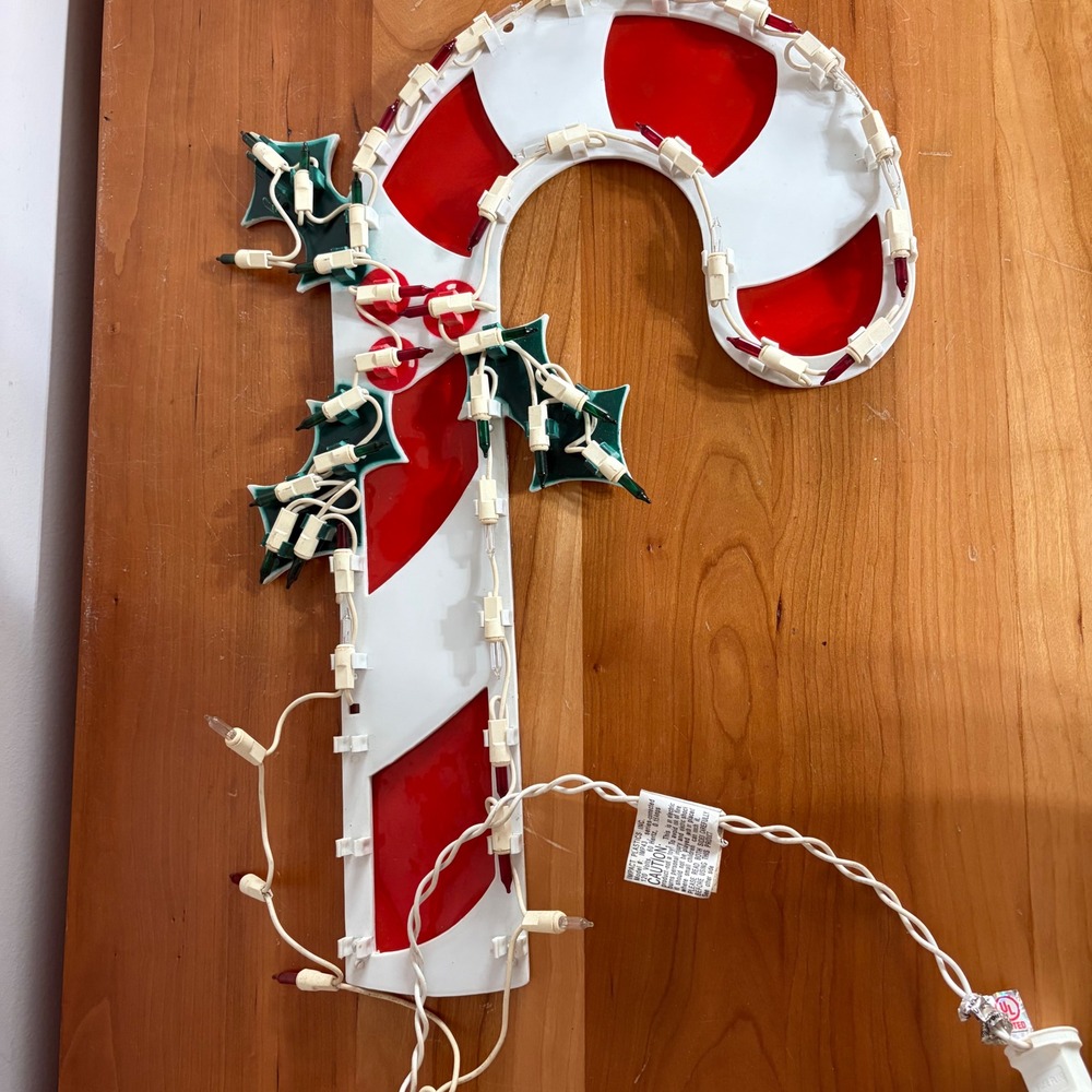 Vintage 2000 Impact Plastics Lighted Candy Cane Window Decor IMP43 18 Inch